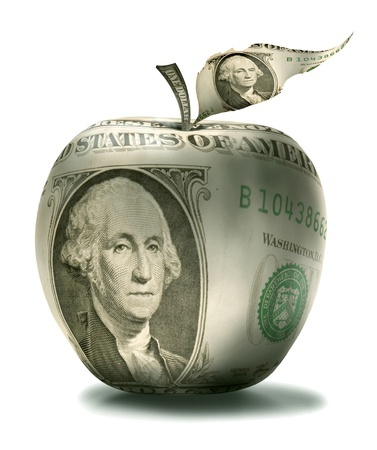 Apple made from dollar bill